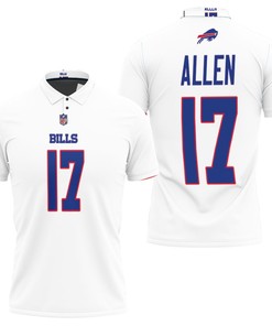 Buffalo Bills Josh Allen #17 Nfl Great Player American Football Team Game White Bills Fans Polo Shirt