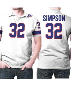 Buffalo Bills O J Simpson #32 Great Player Nfl American Football Team White Vintage 3d Designed Allover Gift For Bills Fans Polo Shirt