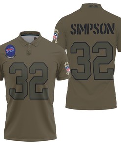 Buffalo Bills O. J. Simpson #32 Nfl Great Player Camo 2019 Salute To Service Custom Bills Fans Polo Shirt
