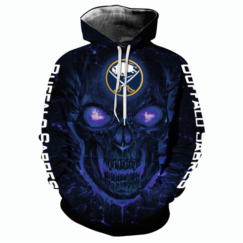 Buffalo Sabres Halloween Hoodie 3D Skulls Pullover Nhl