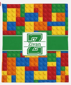 Building Blocks Name Gift For Toddler Sherpa Fleece Blanket Gifts for Family, for Couple