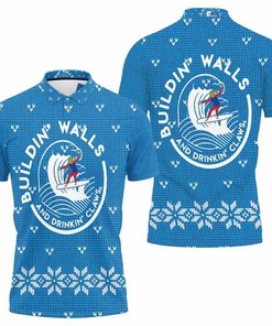 Building Walls And Drinkin Claws Trum Surfin And Drinkin Whi Jersey 3D All Over Print Polo Shirt