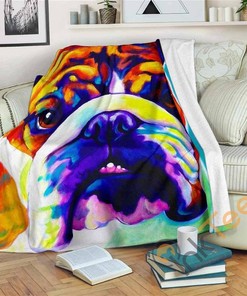 Bulldog Art Sherpa Fleece Blanket Gifts for Family, for Couple