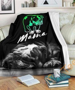 Bulldog Mama Sherpa Fleece Blanket Gifts for Family, for Couple