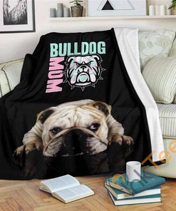 Bulldog Mom Sherpa Fleece Blanket Gifts for Family, for Couple