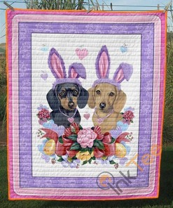 Bunny Dachshund Quilt Blanket Bedding Set