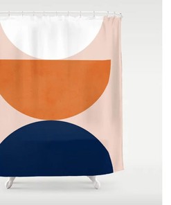 Burnt Orange Geometric Boho Shower Curtain, Bath Decor Ideas, Housewarming Gift