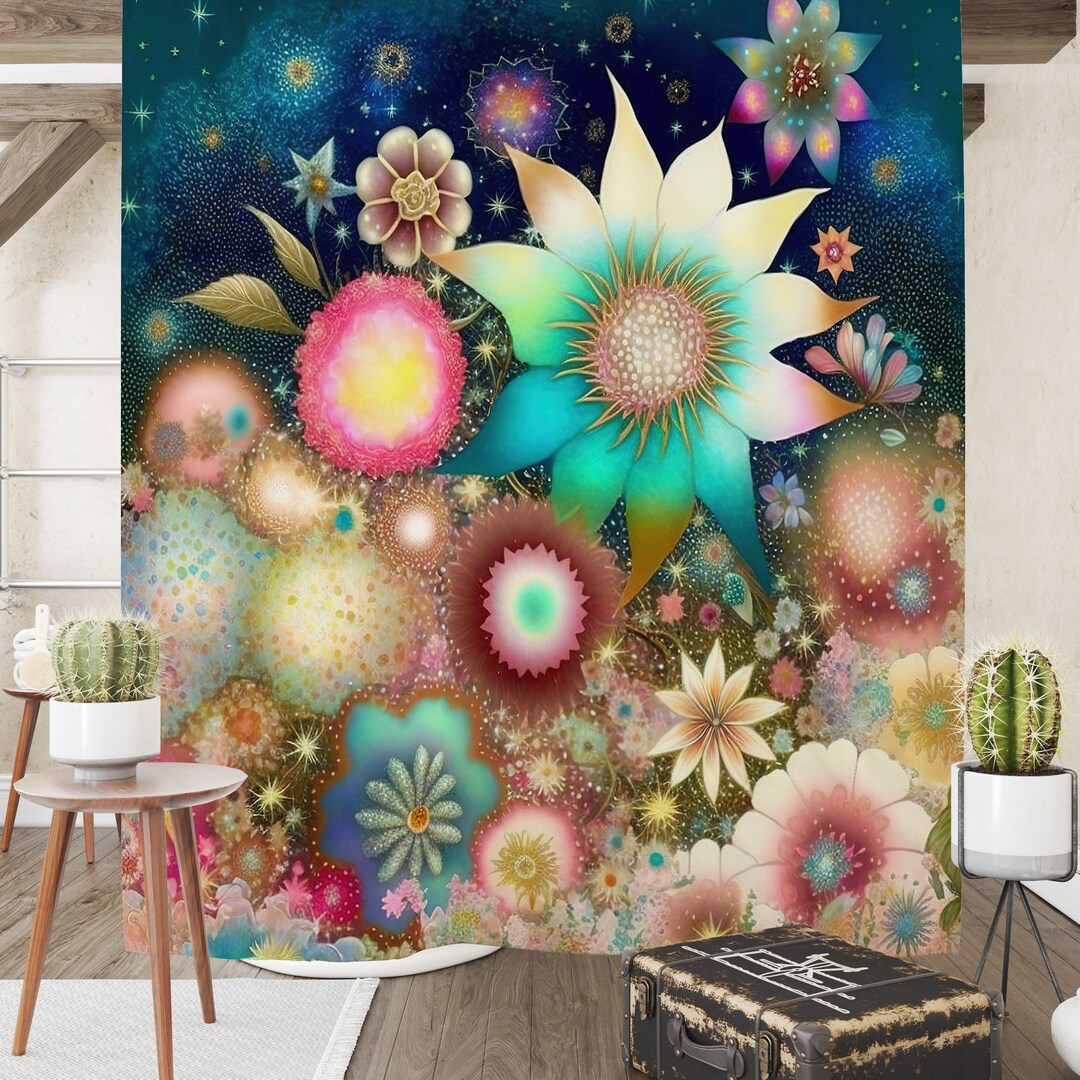 Bursting Floral Shower Curtain Optional Set