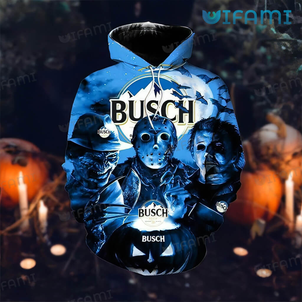 Busch Beer Hoodie 3D Freddy Jason Michael Myers Beer Lovers Gift