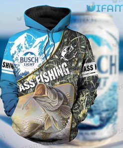 Busch Light Hoodie 3D Bass Fishing Gift For Beer Lovers