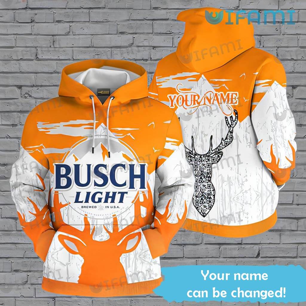 Busch Light Hoodie 3D Deer Hunting Custom Name Beer Lovers Gift