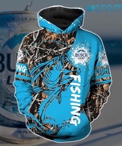 Busch Light Hoodie 3D Fishing Blue Gift For Beer Lovers