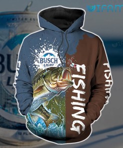 Busch Light Hoodie 3D Fishing Brown Navy Gift For Beer Lovers