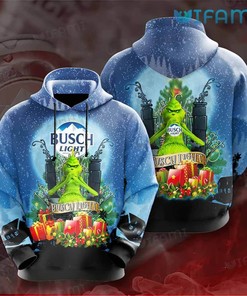 Busch Light Hoodie 3D Grinch Christmas Gift For Beer Lovers