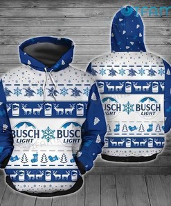 Busch Light Hoodie 3D Reindeer Snowflakes Christmas Gift For Beer Lovers
