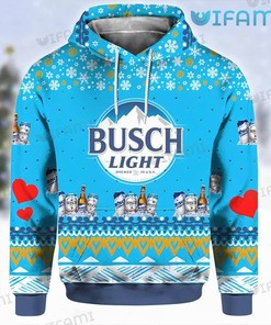 Busch Light Hoodie 3D Snowflakes Heart Gift For Beer Lovers