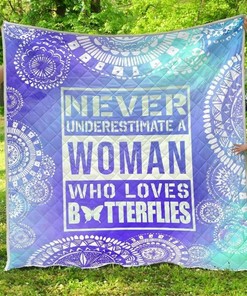Butterflies Ne Underestimate A Woman Who Loves Quilt Blanket Bedding Set