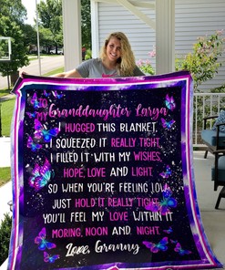 Butterfly Granddaughter From Grandma I Hugged This Blanket Personalized Quilt Blanket