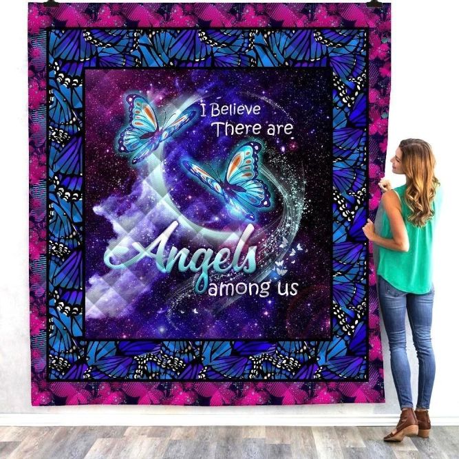 Butterfly I Believe There Are Angels Amomg Us Quilt Blanket Bedding Set