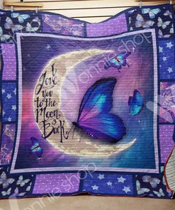 Butterfly I Love You To The Moon Butterfly Lo Quilt Blanket Bedding Set