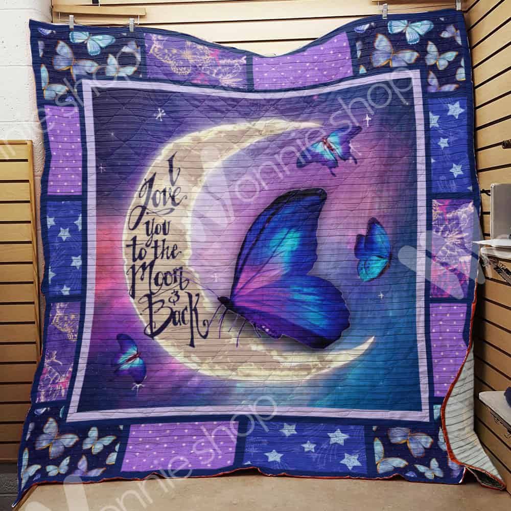 Butterfly I Love You To The Moon Butterfly Lo Quilt Blanket Bedding Set