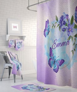 Butterfly Shower Curtain Personalized Bathroom Set Option