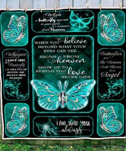Butterfly Sil Theme I Am With You Always Quilt Blanket Bedding Set