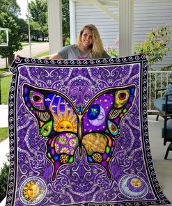Butterfly Sun And Moon Hippie Quilt Blanket Bedding Set
