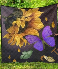 Butterfly Sunflower Premium Quilt