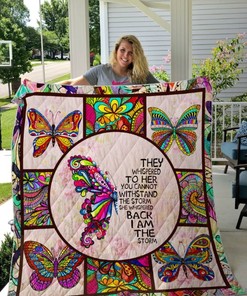 Butterfly They Whispered To Her You Cannot Withstand Storm Quilt Blanket Bedding Set