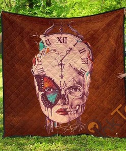 Butterfly Time Clock Premium Quilt