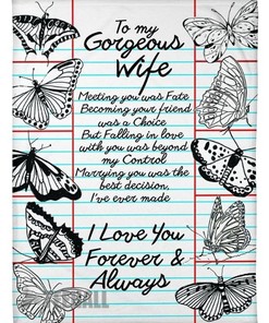 Butterfly To My Wife I Love You Forever And Always Blanket For Wife Birthday76