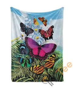 Butterlies In The Garden Sherpa Fleece Blanket Gifts for Family, for Couple
