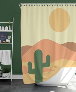 Cactus In The Desert Shower Curtain, Green Cacti Flora Botanical, House Warming Gift