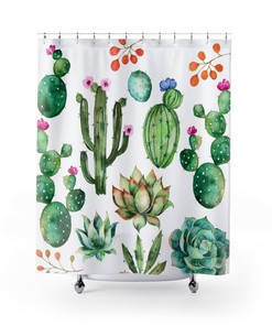 Cactus Shower Curtain, Cactus Bathroom Decor Cactus Curtain Farmhouse Decor