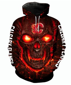 Calgary Flames Halloween Hoodie 3D Skulls Pullover Nhl