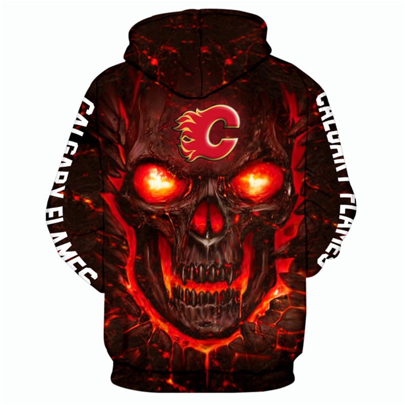 Calgary Flames Halloween Hoodie 3D Skulls Pullover Nhl - Image 2