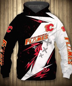 Calgary Flames Hoodie 3D Thunder Design Pullover Nhl
