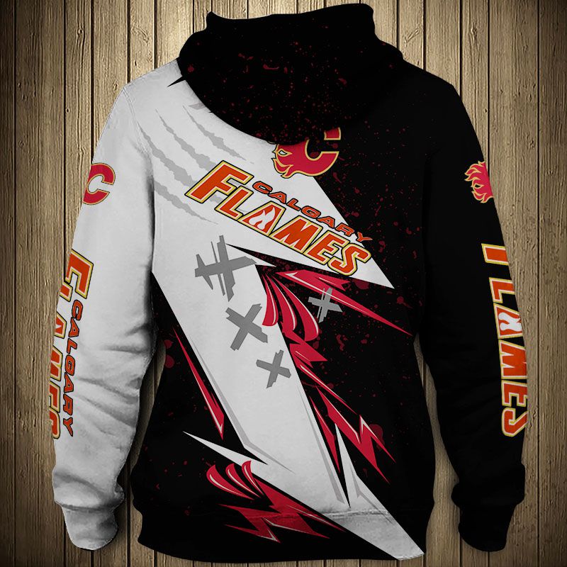 Calgary Flames Hoodie 3D Thunder Design Pullover Nhl - Image 2