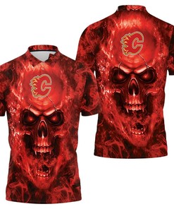 Calgary Flames Nhl Fans Skull Polo Shirt All Over Print Shirt 3d T-shirt