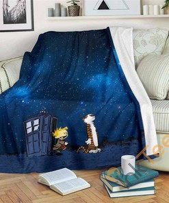 Calvin And Hobbes Doctor Who Sherpa Fleece Blanket Gifts for Family, for Couple