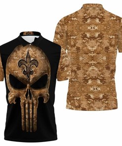 Camouflage Skull New Orleans Saints American Flag 3D All Over Print Polo Shirt