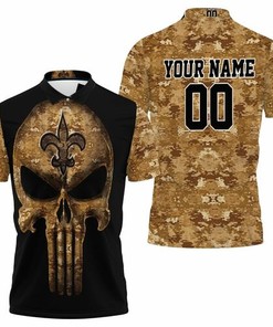 Camouflage Skull New Orleans Saints American Flag 3d Personalized 3D All Over Print Polo Shirt