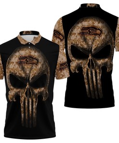 Camouflage Skull Seattle Seahawks American Flag Polo Shirt All Over Print Shirt 3d T-shirt