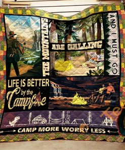 Camp More Worry Less Quilt Blanket Bedding Set