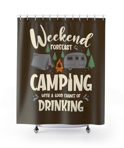 Camping And Drinking Shower Curtain for Bathroom Decor