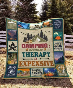 Camping Because Therapy Is Expensive Camping Quilt Blanket Bedding Set With Pillowcase Option