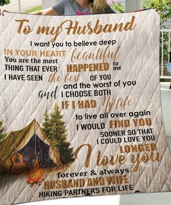 Camping Family To My Husband Personalized Quilt Blanket Bedding Set
