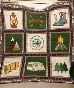 Camping Go Explore Quilt Blanket Bedding Set for Home Décor