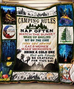 Camping Rules Quilt Blanket Bedding Set